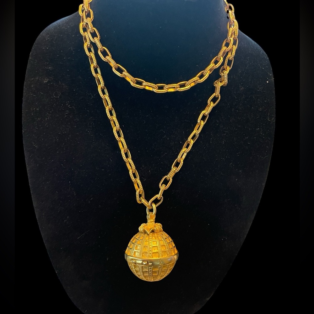 Vintage Karl Lagerfeld Globe Locket Pendant Necklace